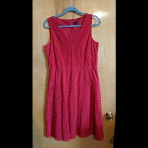 Ann Taylor Hot Pink Eyelet Dress - size 12